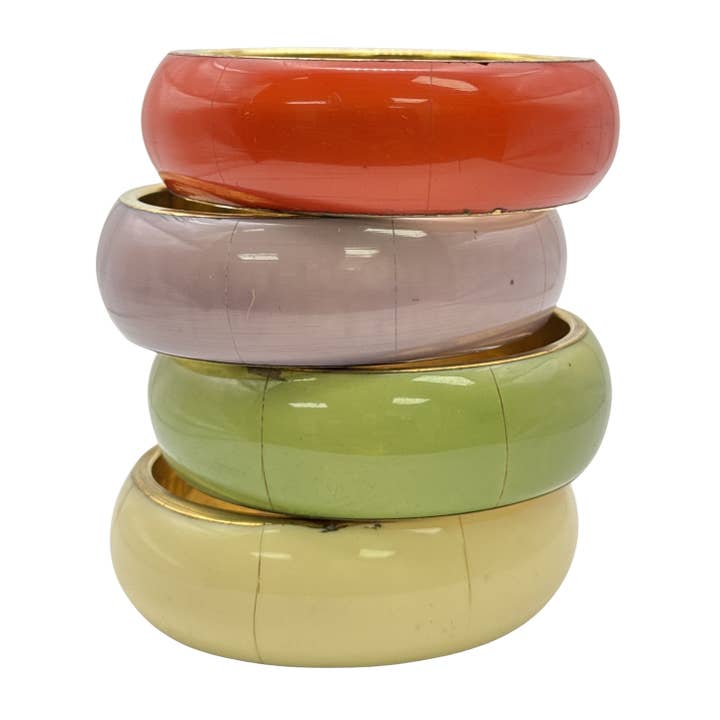 Treasure Jewelry - Wholesale Bangle Bracelet - Brass Metal Bangle With Resin 1"