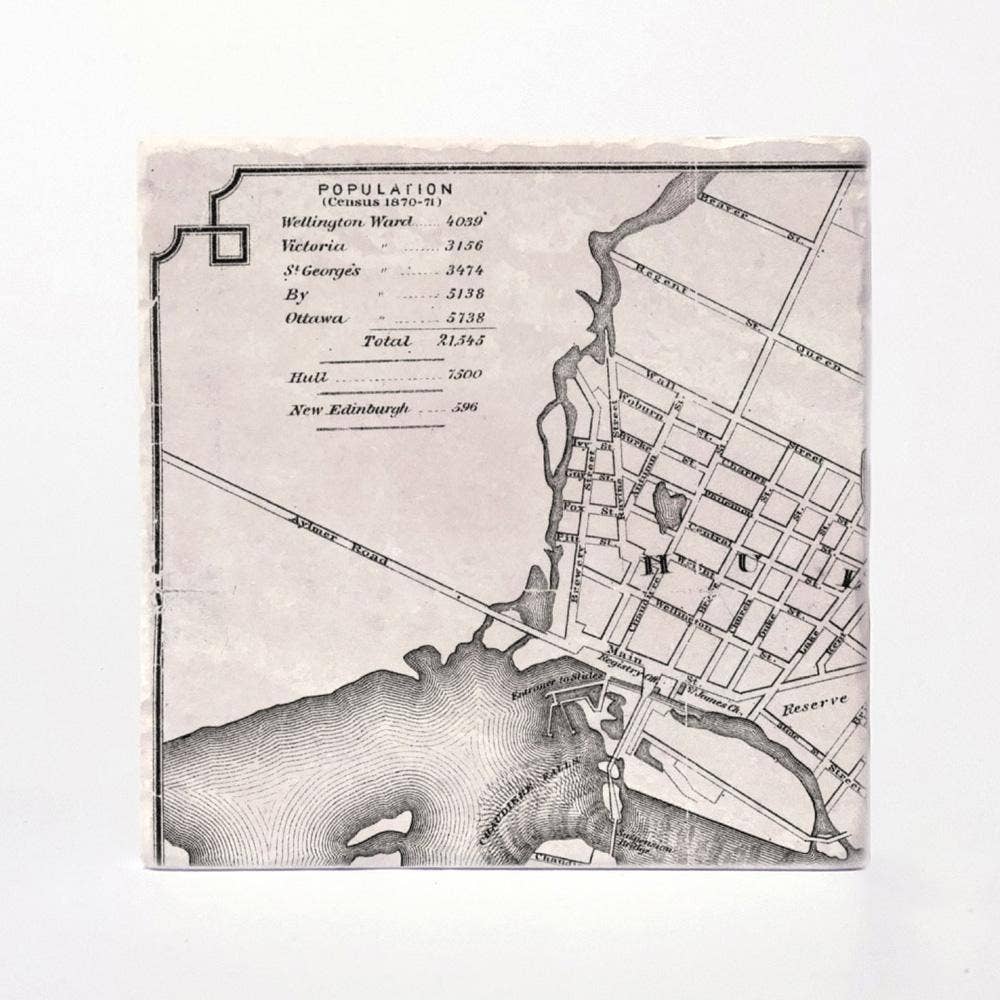 Versatile Coasters Canada - Wholesale Coasters - Vintage Ottawa Map from 1878 Coasters3