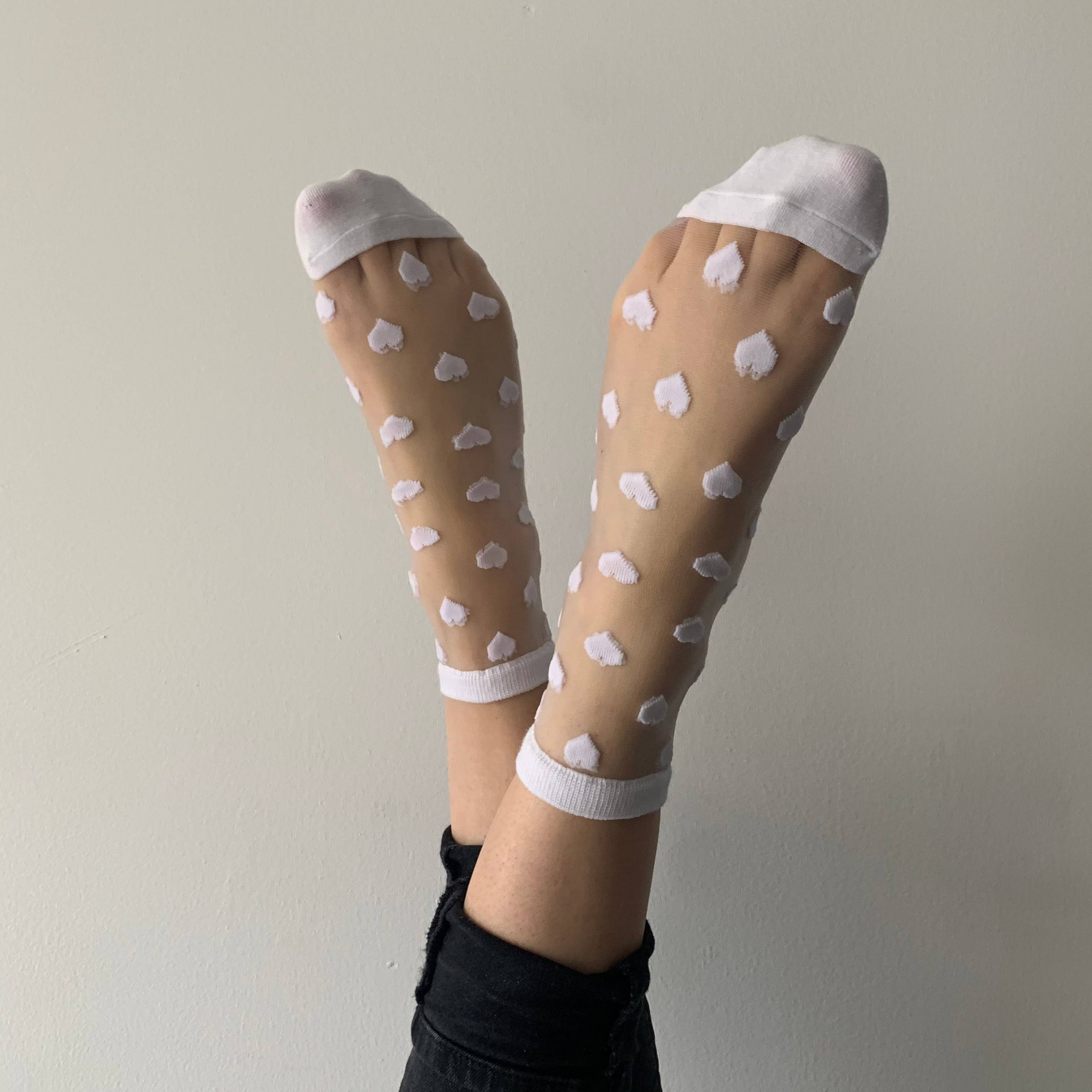 sockette - Wholesale Socks - Women's - Laure Transparent socks with white hearts6