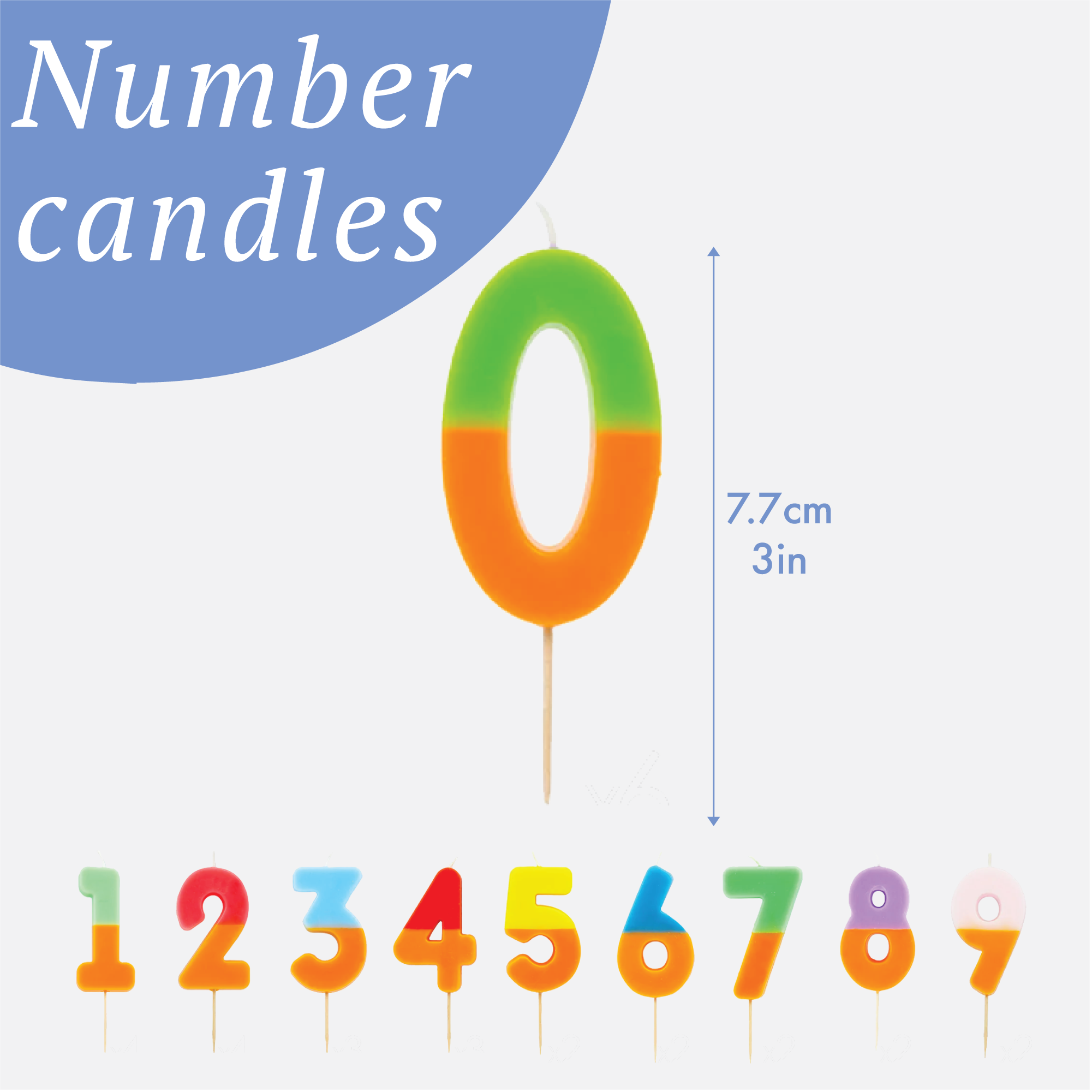 Talking Tables USA - Wholesale Cake Candle - 2 Tone Ombre Orange Birthday Number Candles | 0-9 | Single |15