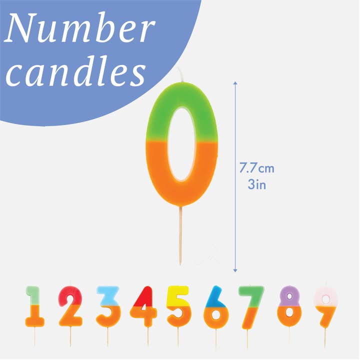 Talking Tables USA - Wholesale Cake Candle - 2 Tone Ombre Orange Birthday Number Candles | 0-9 | Single |15