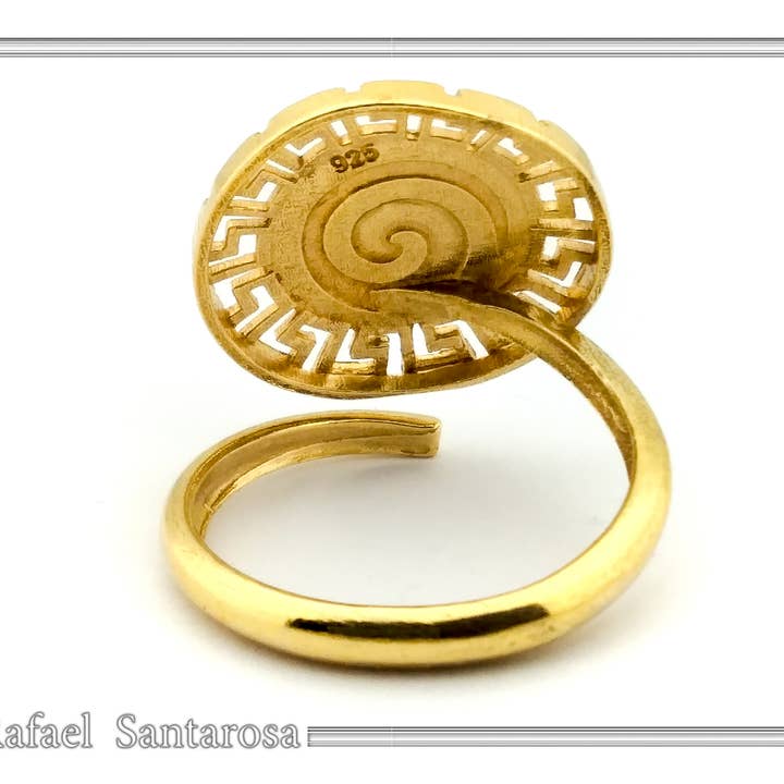 RAFAEL SANTAROSA - Venta al por mayor Anillos grandes/de cóctel - Anillo ajustable de Alejandro Magno, moneda griega sobre plata6