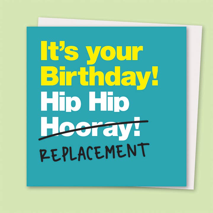 Hip Hip Replacement Greetings Card for wholesale by Pom Pom Store