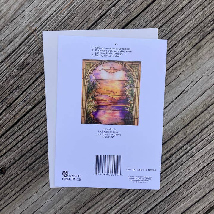 Bright Greetings - Wholesale Sympathy Card - Peace Tiffany stained glass sun-catcher greeting card | Symp1
