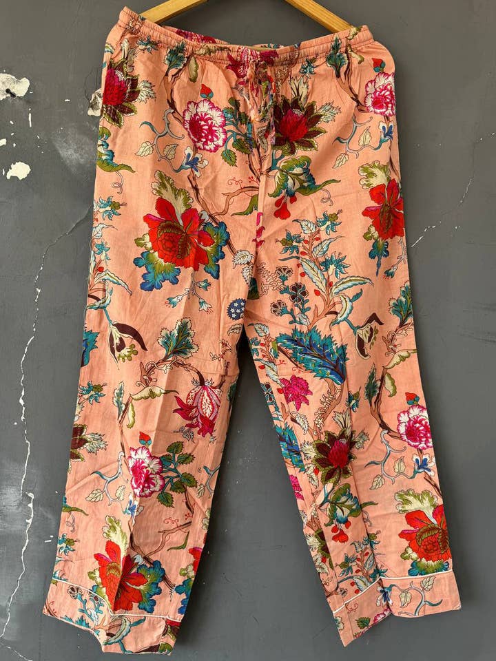 bhavnas boutique - Wholesale Sleepwear Set - Women's - Floral Print Cotton Handmade Women PJ Set Pant And Shirt Set3