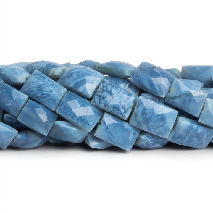 11x7mm Owyhee Denim Blue Opal Faceted Rectangles 7.5 inch 16 beads for wholesale by The Bead Traders