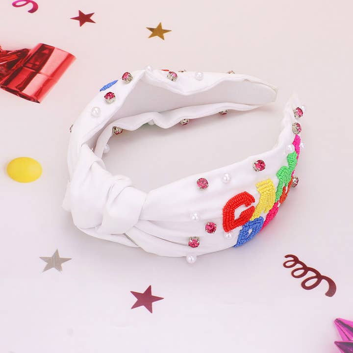 Sensibling Corp. - Wholesale Fashion Headband - Women's - Gameday Seed Beaded Pearl Stone Cluster Embellished Knot Headband2