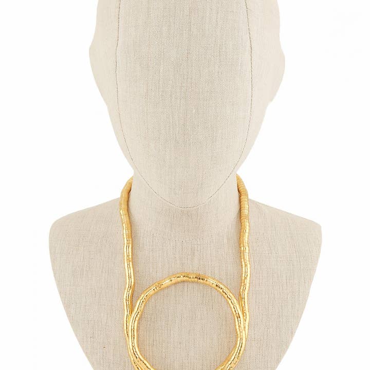GD Sculptural Gold Loop Collar Necklace KC-KS-2156 for wholesale on Faire4