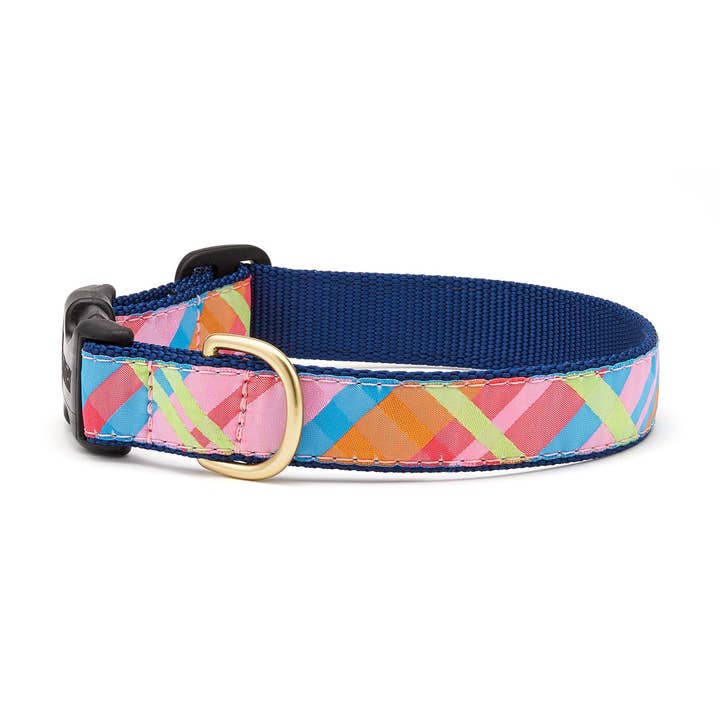 Pink Madras Dog Collar for wholesale by Up Country, Inc.