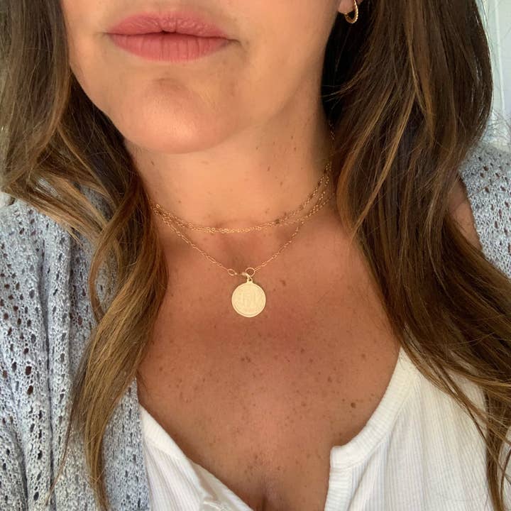 True by Kristy Jewelry - Wholesale Link & Chain Necklace - Kamryn Dapped Sequin Layering Chain Necklace Gold Filled8