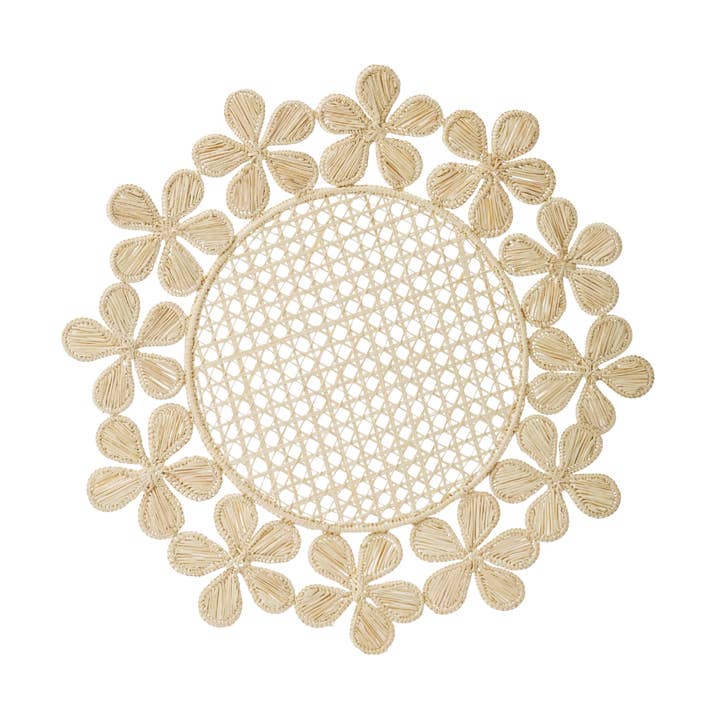 Coro Cora™ - Wholesale Placemat - Flowers Around Iraca Placemat - Straw Raffia Tableware0