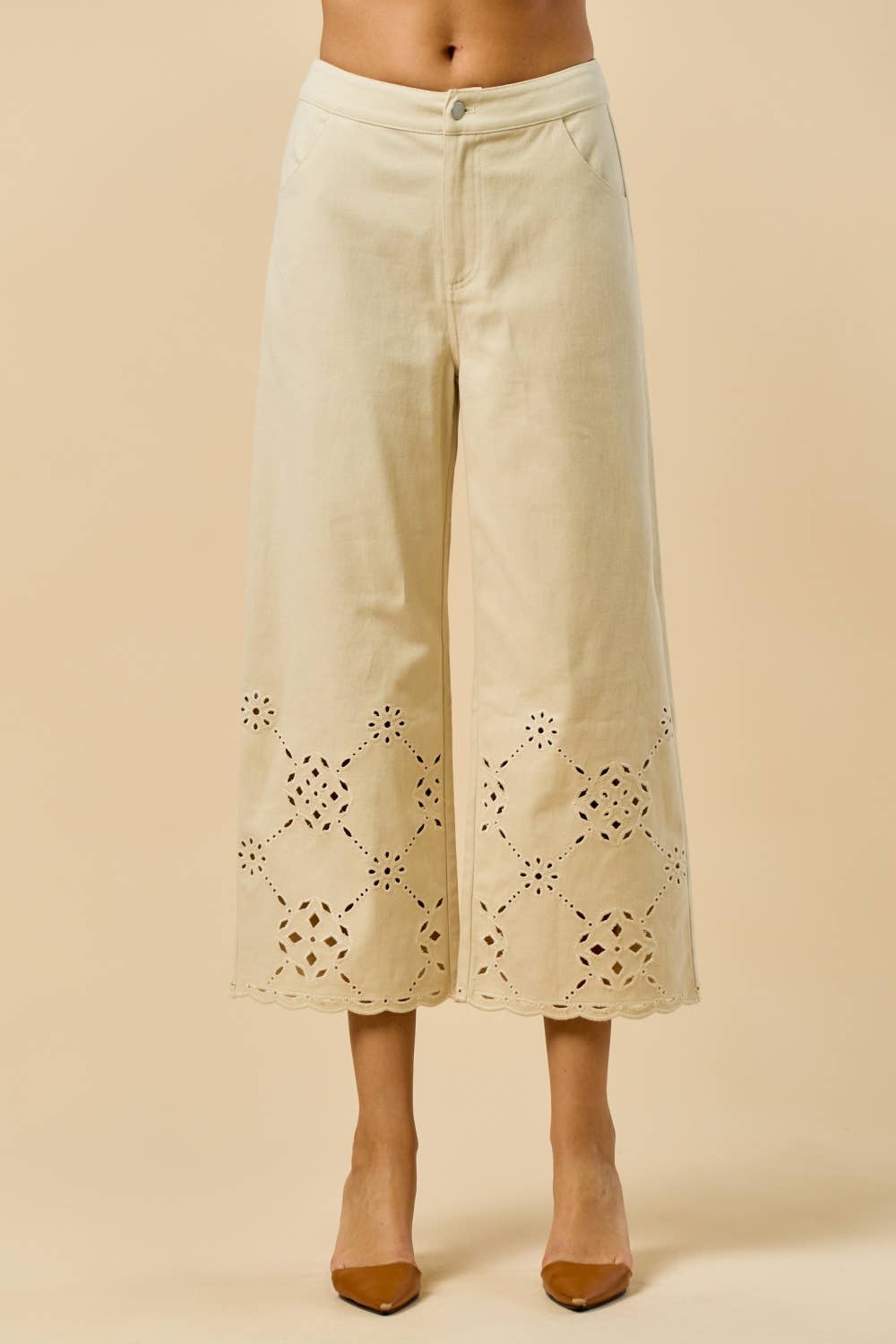 CREAM Scallop Embroidered Pants for wholesale on Faire2
