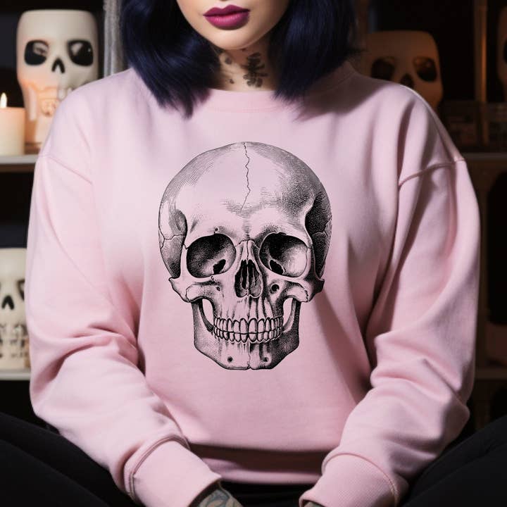Skull - Sweatshirt med rund hals for engroshandel hos McLaineO