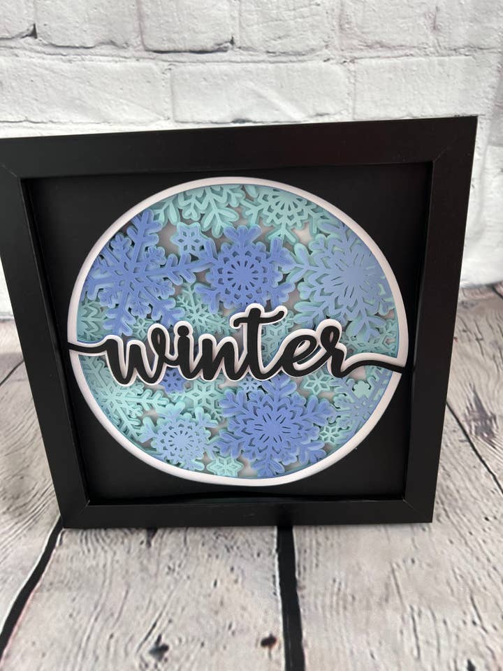 Vinter 3D-papperskonst skuggbox för wholesale av Olivia Reagan Designs
