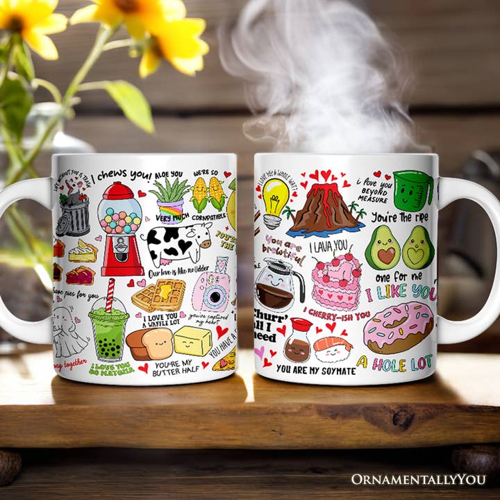 Caneca de Presente de Dia dos Namorados com Trocadilhos Amorosos Desenhados à Mão por atacado de OrnamentallyYou
