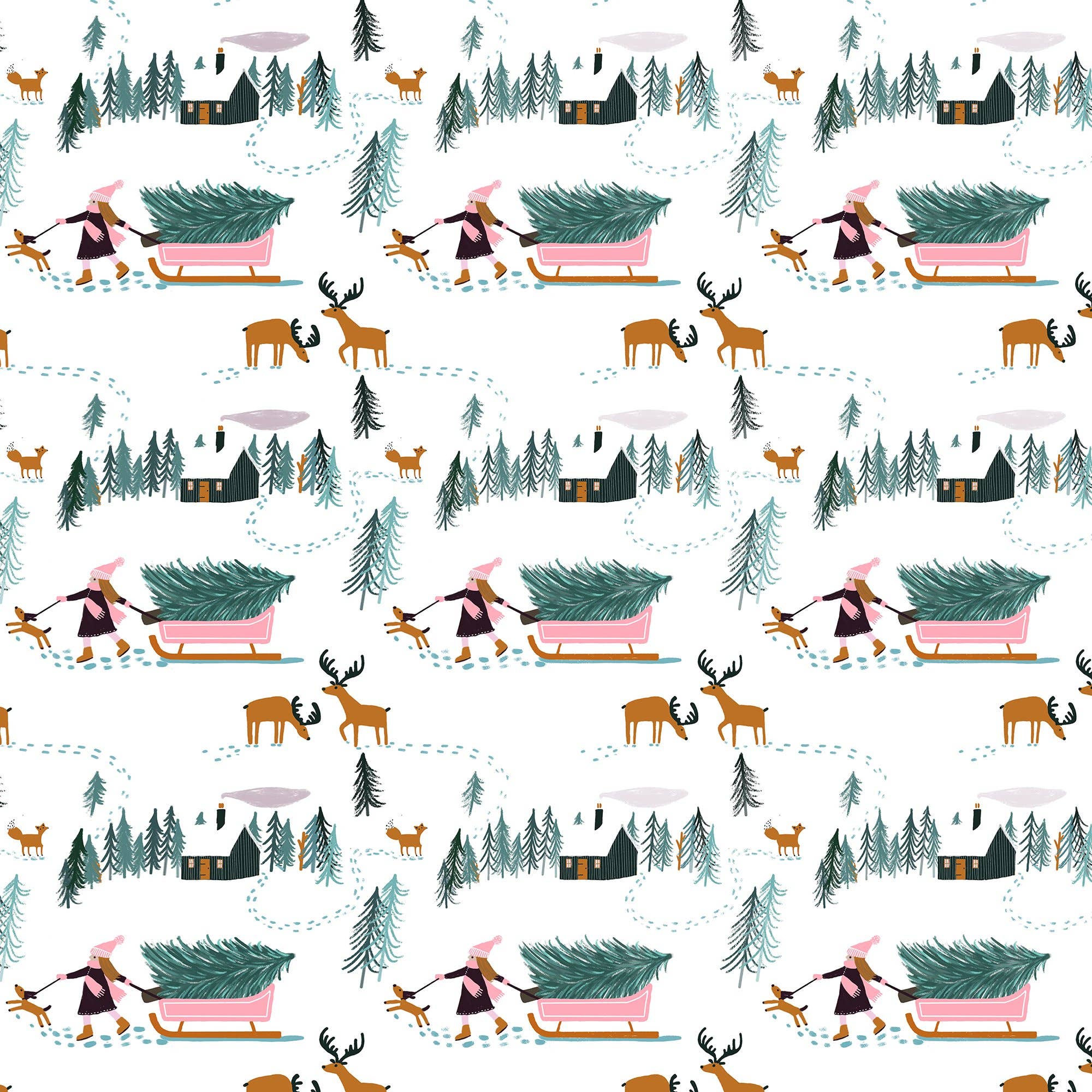 Lomond Paper Co - Wholesale Flat wrap - Christmas Winter Scene Gift Wrap3