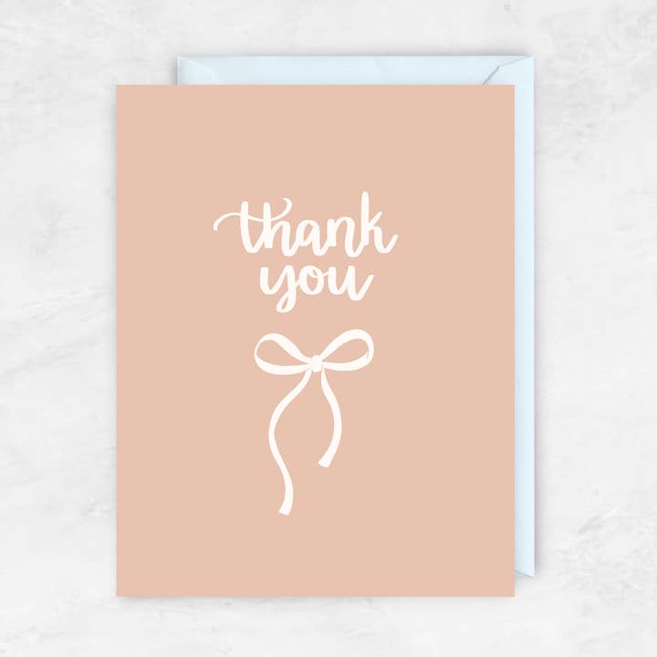 E Calligraphy Cafe - Wholesale Thank You Card - Thank You (Bow)