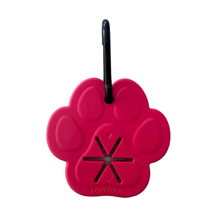 LOVIN'DOG - Vente Distributeur de sacs à déjections canines - Porte-sacs à déjections en forme de patte avec parfum Cherry Berry