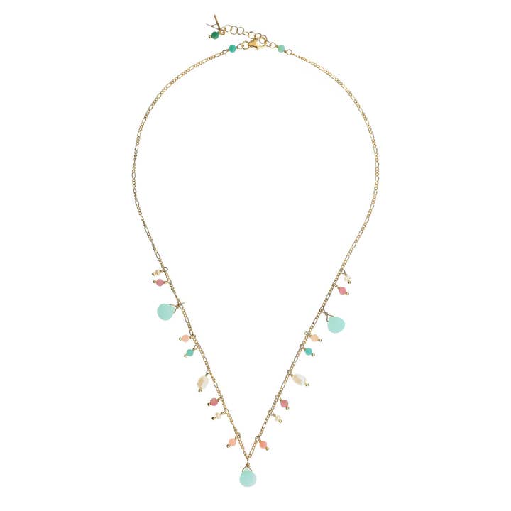 Halsband med Amazonit- och Turmalinstenar | Rosor för wholesale av ISHWARA JEWELS