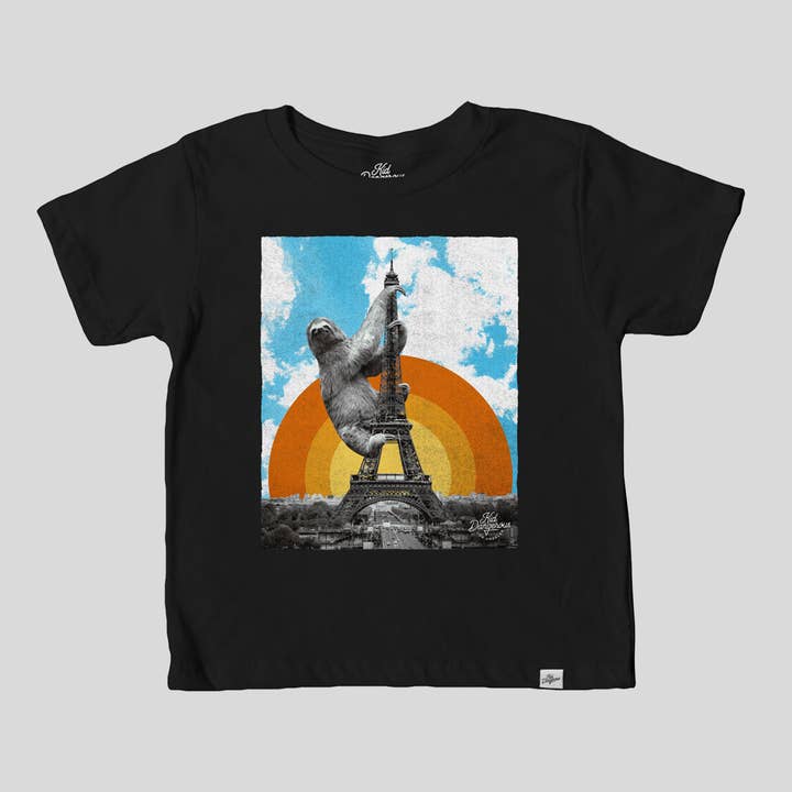 Faultier-T-Shirt für Kinder, Eiffelturm-Grafik-T-Shirt für den Großhandel von Kid Dangerous