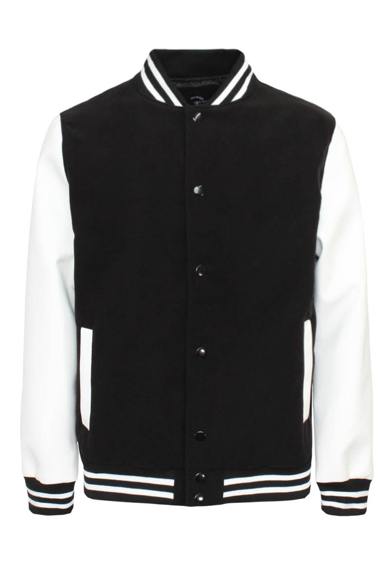 Victorious - Vente Veste d'université/de baseball – homme - Veste essentielle Melton JK5073 (Paquet ouvert)