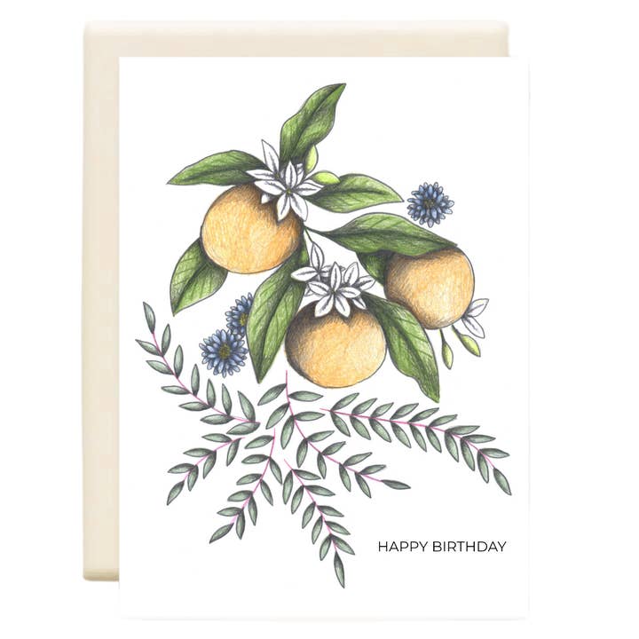 Oranges & Flowers | Birthday Greeting Card for wholesale by Inkwell Cards