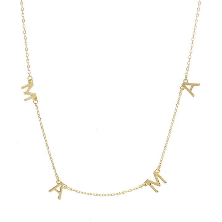 Fashion City - Wholesale Pendant/Charm Necklace - Gold-Dipped MAMA Lettering Necklace