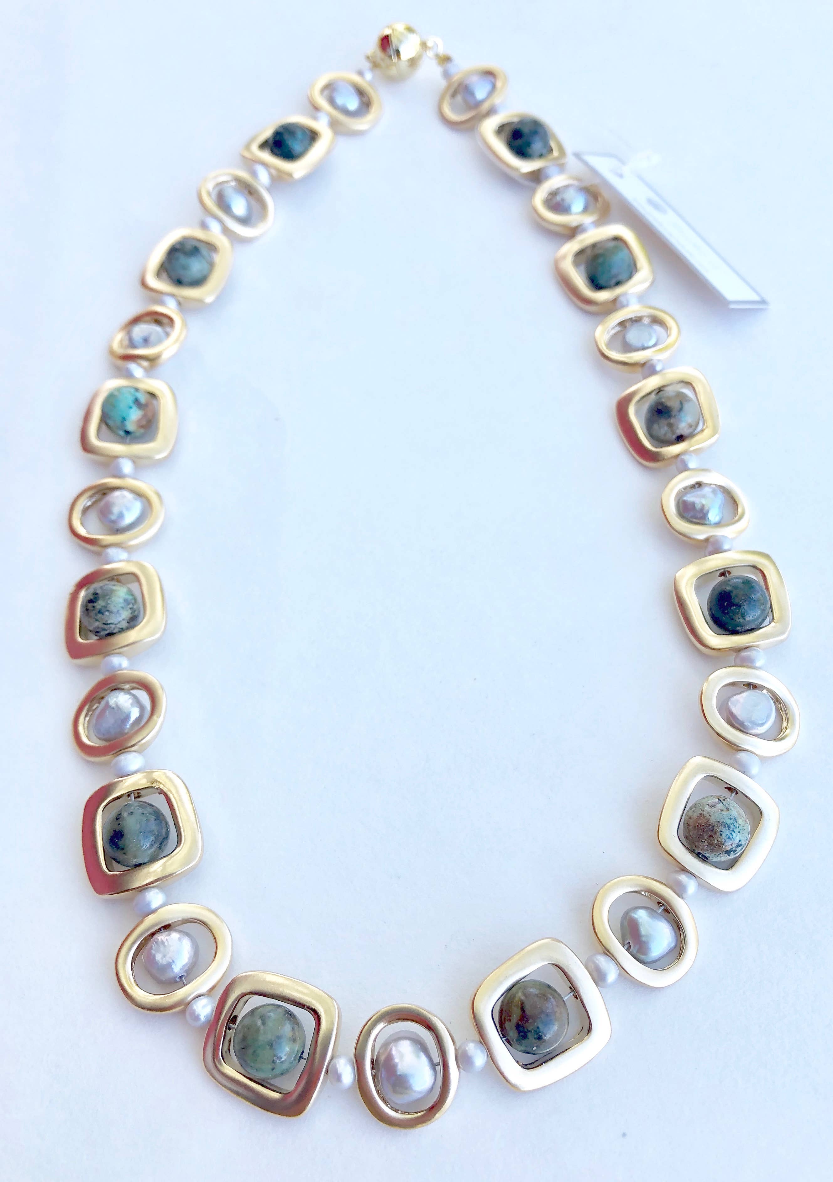 Studio G - Vendita all'ingrosso Collane di perline/perle - Collana Moderna con Perle d'Acqua Dolce e Pietra6