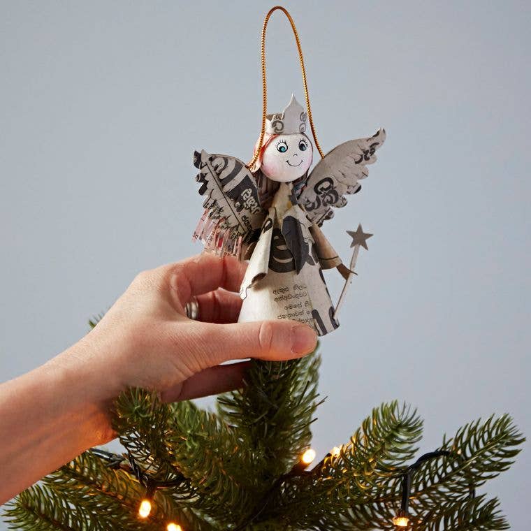 The Paper High Gift Company Limited – wholesale Ornament – Recycled Newspaper Angel Decoration - Christmas Ornament1