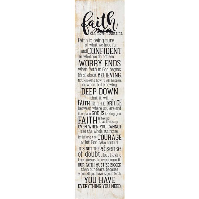 SAWDUST CITY – wholesale Sign – Faith Can Move Mountains Farmhouse Sign 9 x 36" Vertical4