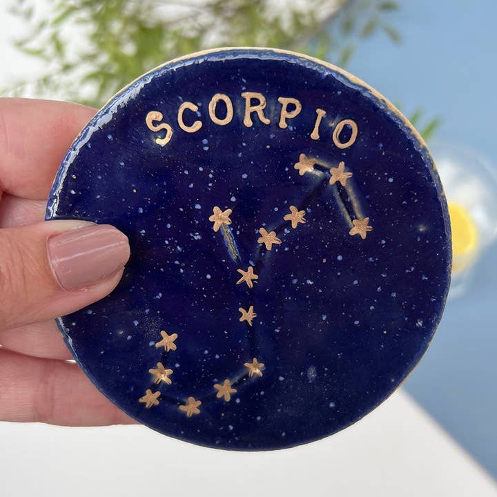 Blue Zodiac Constellation Star Sign Coaster for wholesale by Juliet Reeves Designs