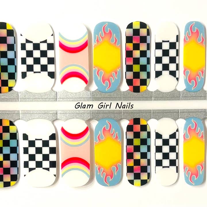 Envolturas de uñas Rainbow Racer para venta al por mayor de Glam Girl Nails