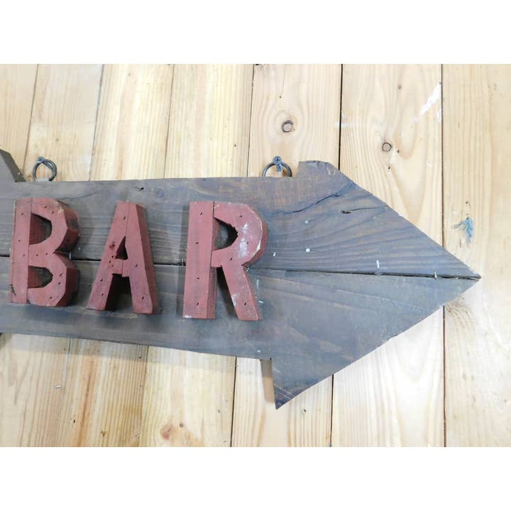 My Amigos Imports - Wholesale Sign - Arrow Bar Wooden Sign-26x9.5 in-WH-Handmade-Bar-Wall Decor 2