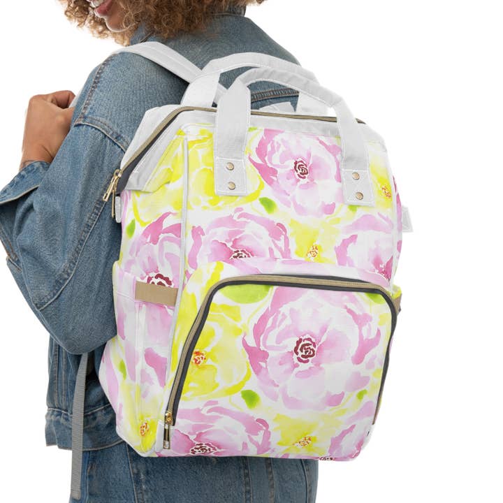 Luiertas met Levendige Aquarel Bloemenprint voor wholesale door Oceane's Echo