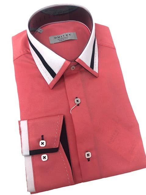 DMITRY Italian Cotton Coral herenshirt met lange mouwen voor wholesale door DMITRY Ties