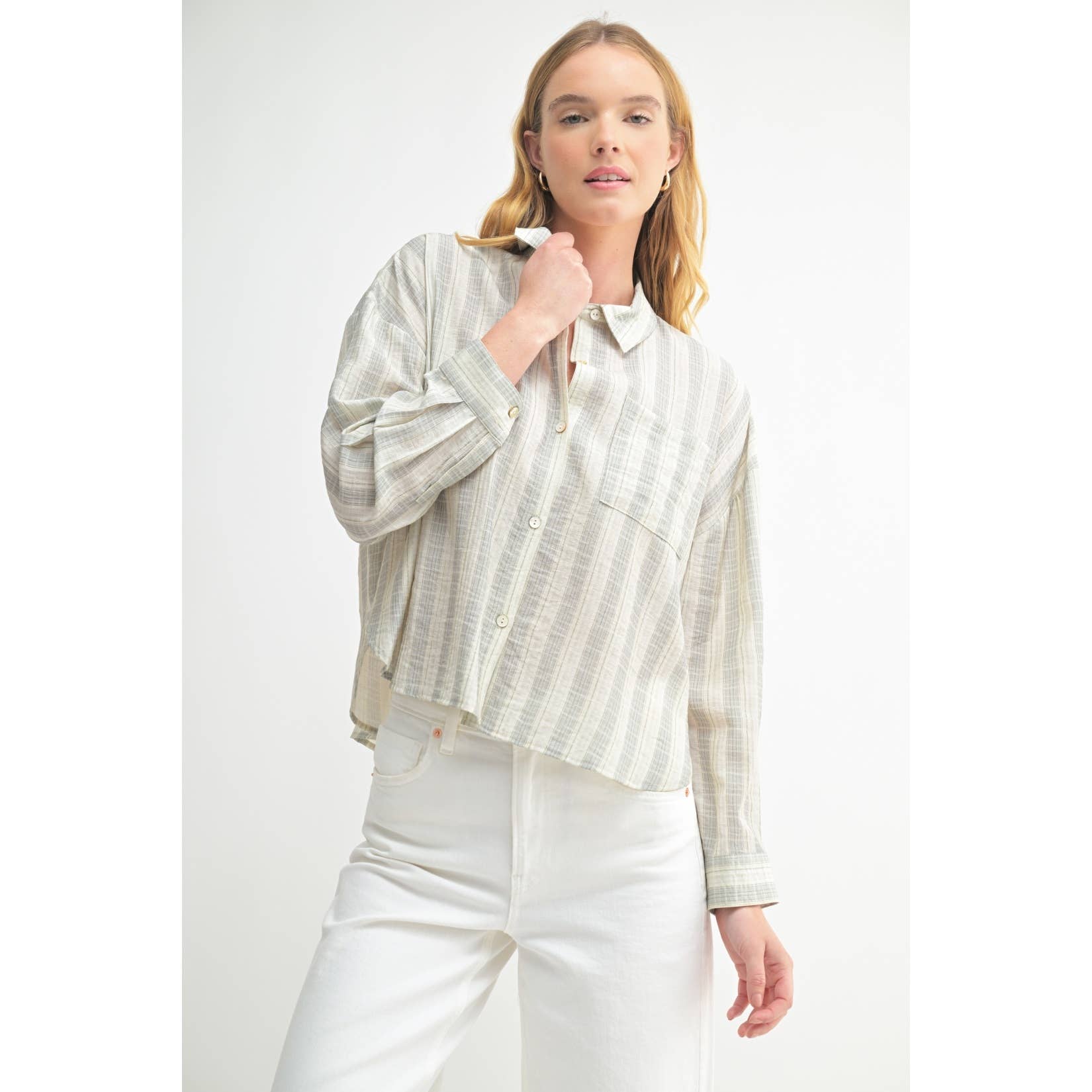 GREY MULTI STRIPE SHIRTS for wholesale on Faire4