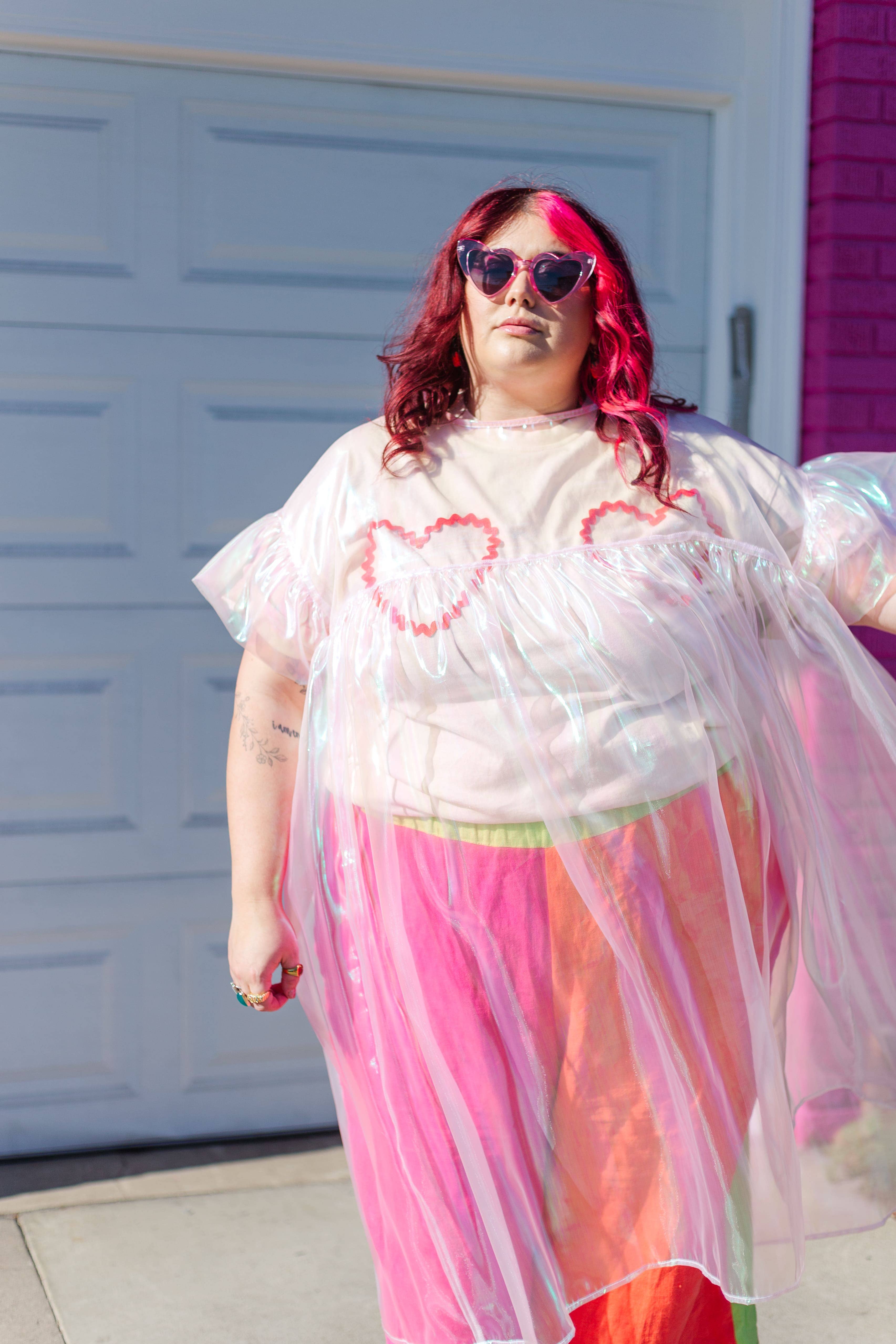 Nettle Studios - Wholesale Dress - Women's - Size Inclusive Plus Size Ruffle Maxi Dress Sheer Pink3