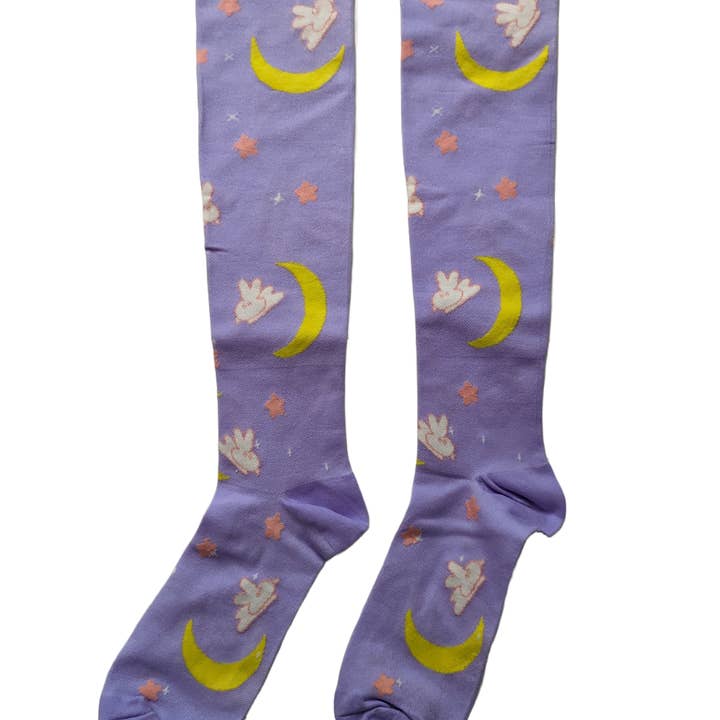 Chaussettes de compression Moon Bunny pour la vente par Bibipins