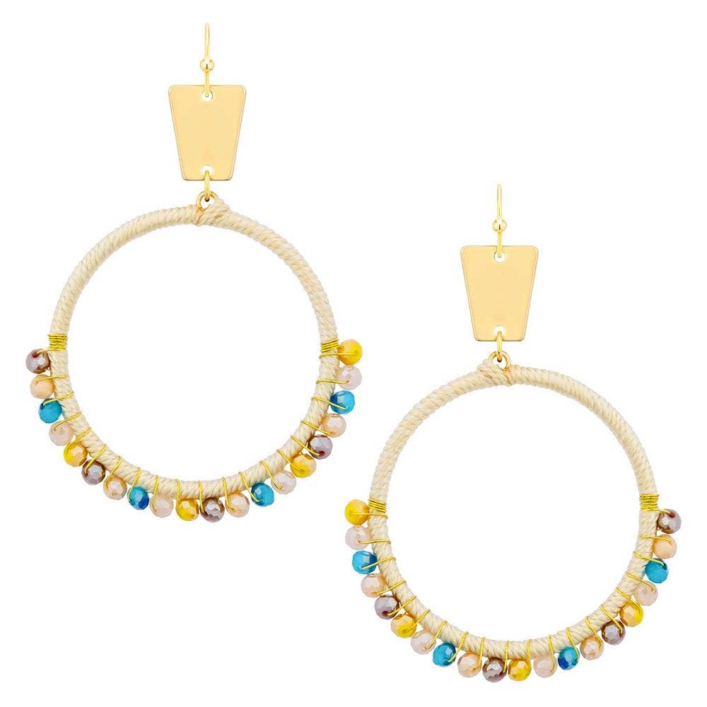 anbfashion – Engroshandel Hængeøreringe og creoløreringe – TRÅD GLASPERLE METAL CIRKEL ØRERING CE-33757