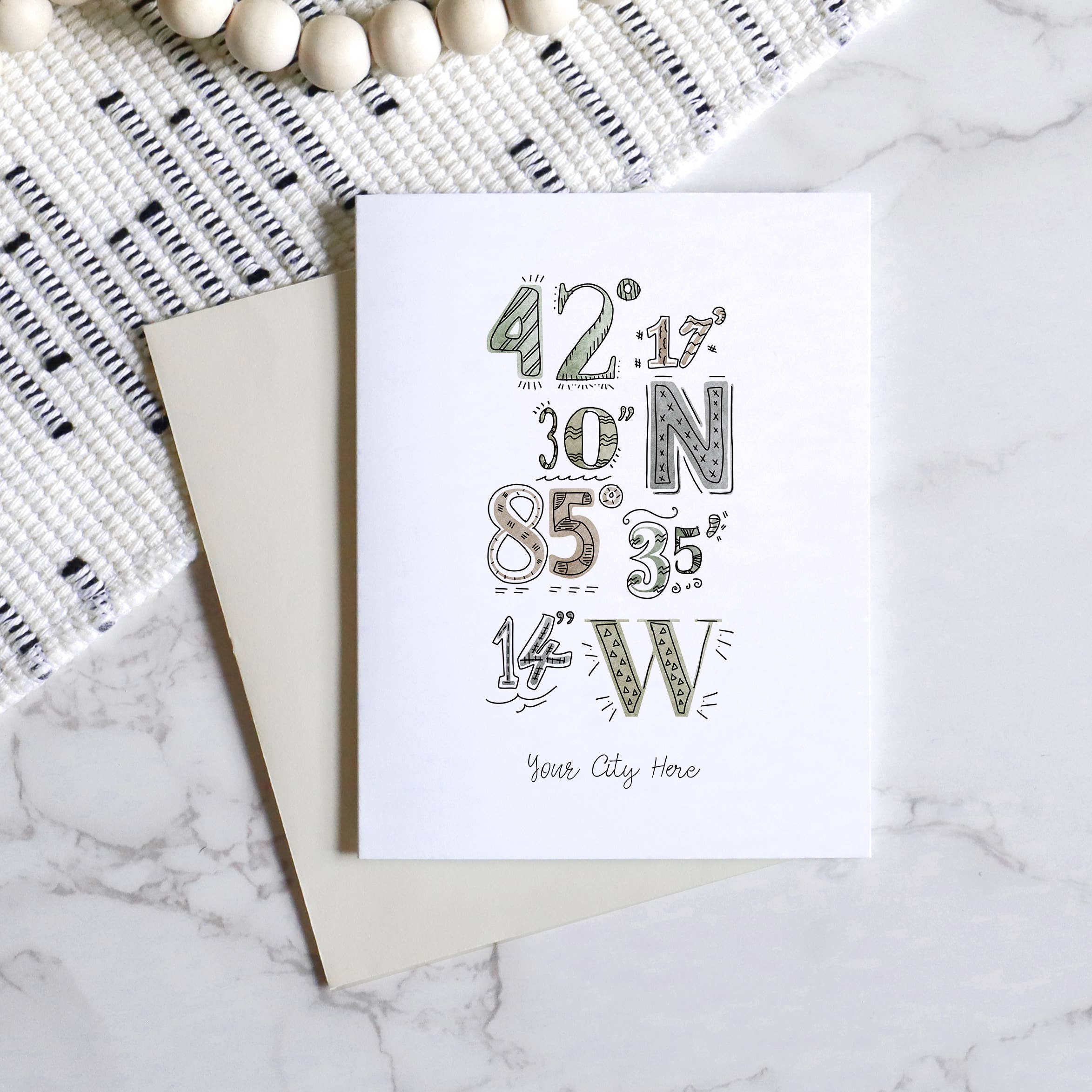 Sparks House Co. - Wholesale Everyday Greeting Card - Custom City Greeting Card - City Coordinates - Custom Order0