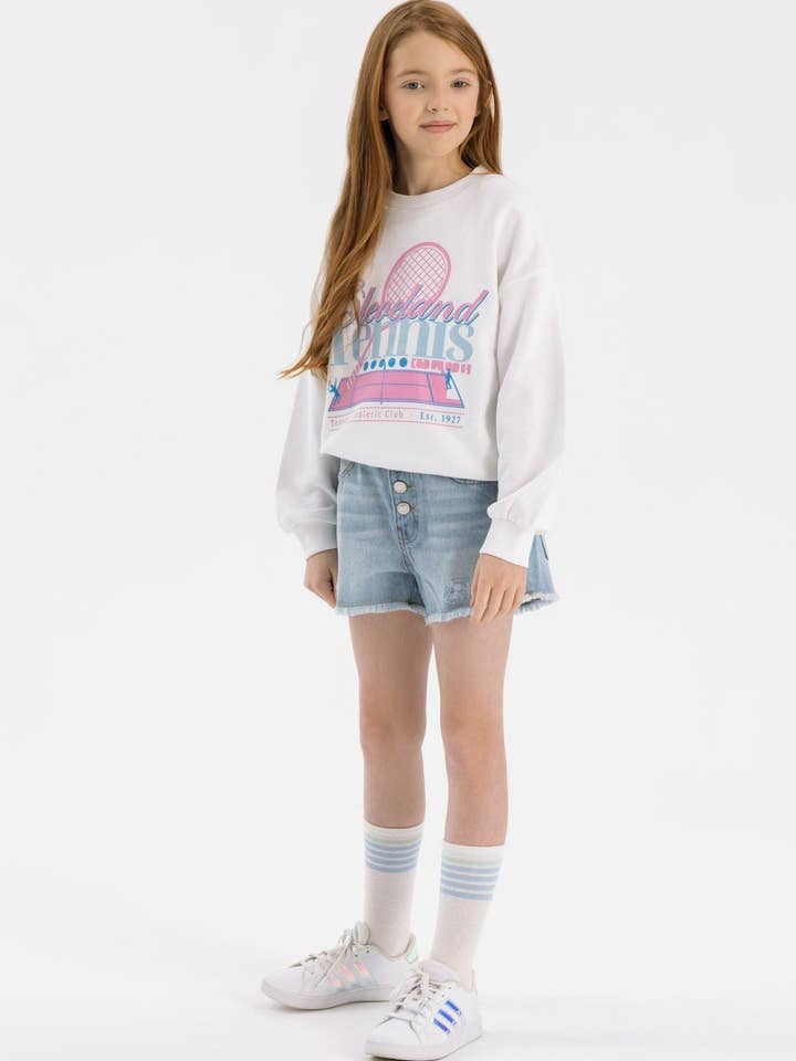 Meisjes denim shorts met rafelige zoom lichtblauw 2-14 jaar voor wholesale door Minoti sp. z o.o.