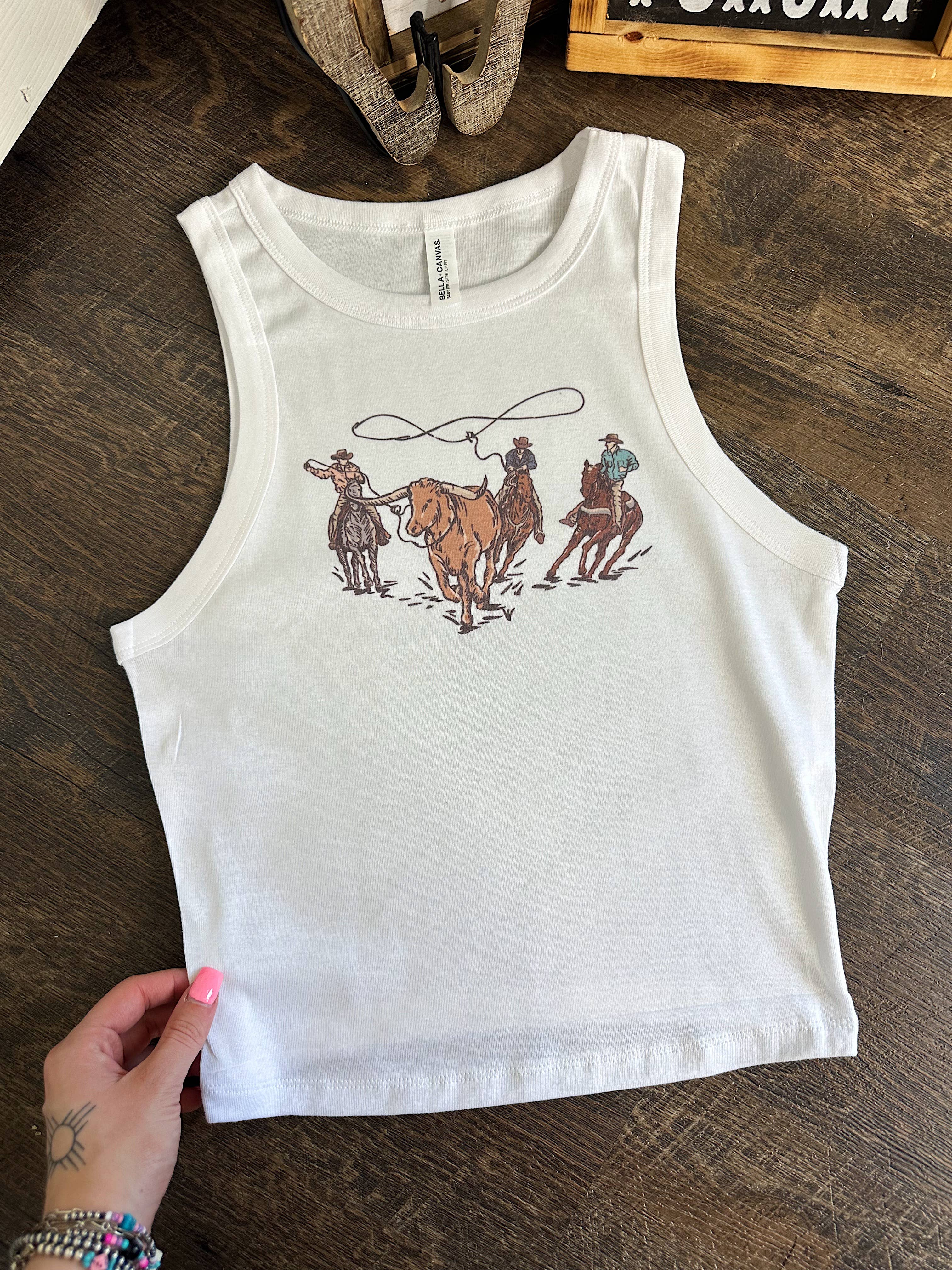 Gunpowder and Glam Boutique - Wholesale Tank Top - Women's - Cowboys Cropped Tank 1