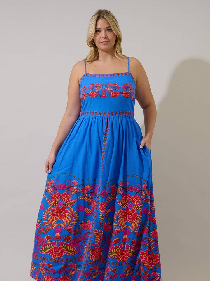 Maline hør maxikjole Keizer blomstret kurve for engroshandel hos Sugarlips