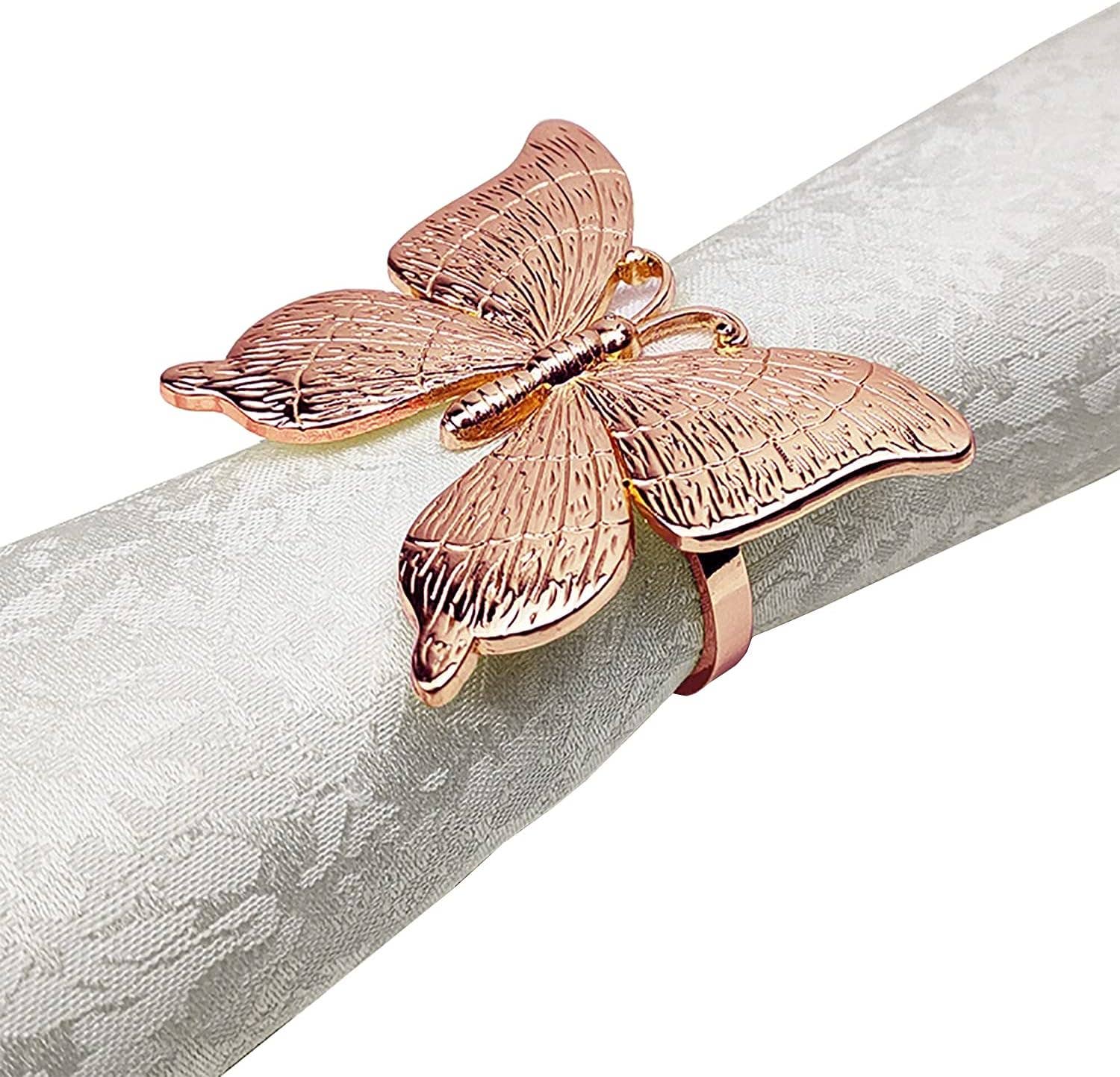 Fennco Styles - Wholesale Napkin ring - Rose Gold Butterfly Metal Napkin Ring