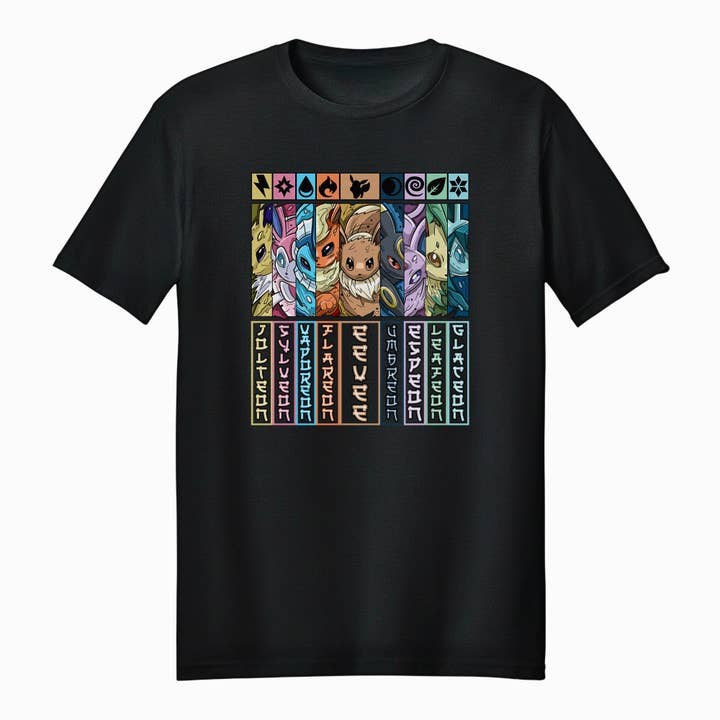 Pokémon Evoli Entwicklungen Raster Unisex T-Shirt für Erwachsene für den Großhandel von Fundom