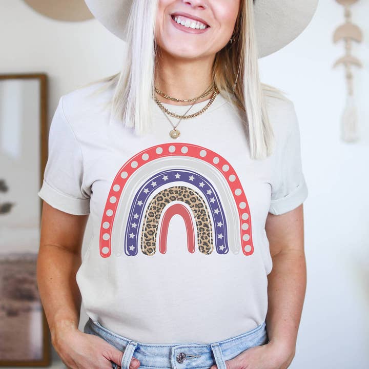 America Rainbow Tee | Patriotic T Shirt for wholesale by Amy Anne Apparel Inc