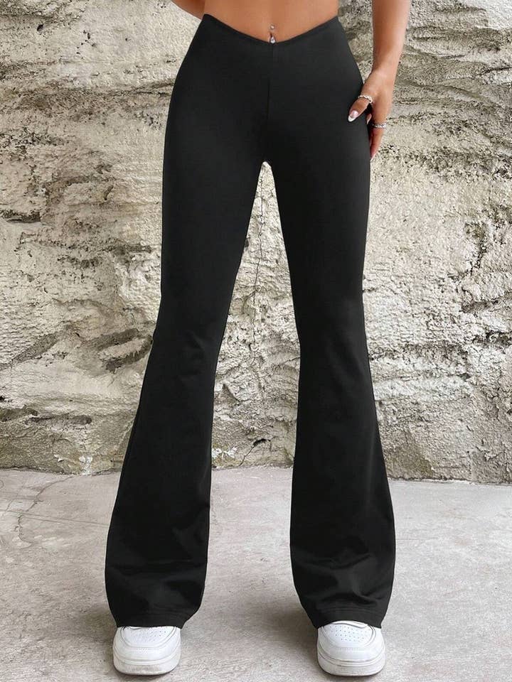 CWBLP1425_SOLID COLOR V-WAIST SLIM FLARED TROUSERS and other Purchase Wholesale flared pants. Free Returns & Net 60 Terms on Faire trending on Faire.
