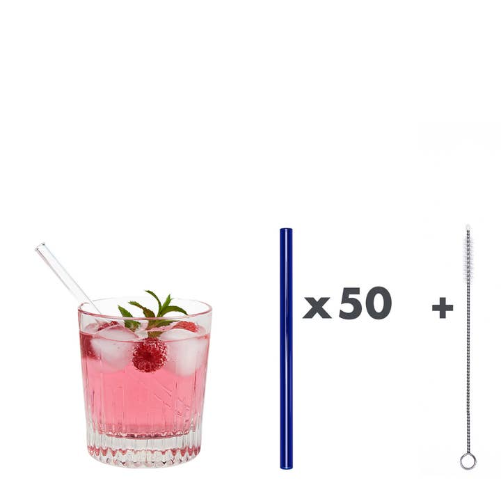 50 kobaltblaue Glastrinkhalme „Kleiner Pimpf“ (15 cm) für den Großhandel von Glastrinkhalme by OPTITHERM
