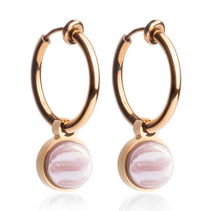 Mix & Match earclips with pendant • rosé/sand pink • 18 mm for wholesale by ALEXASCHA