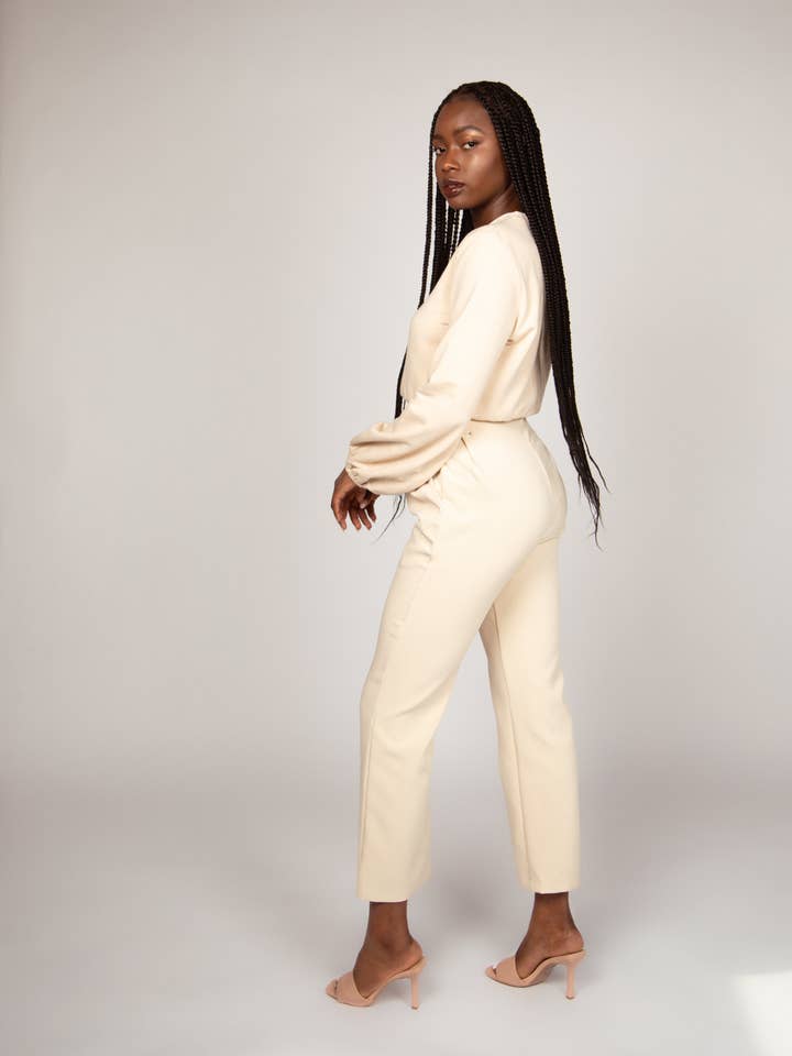 Nude Jumper with Sleeve Detail for wholesale by ANULA